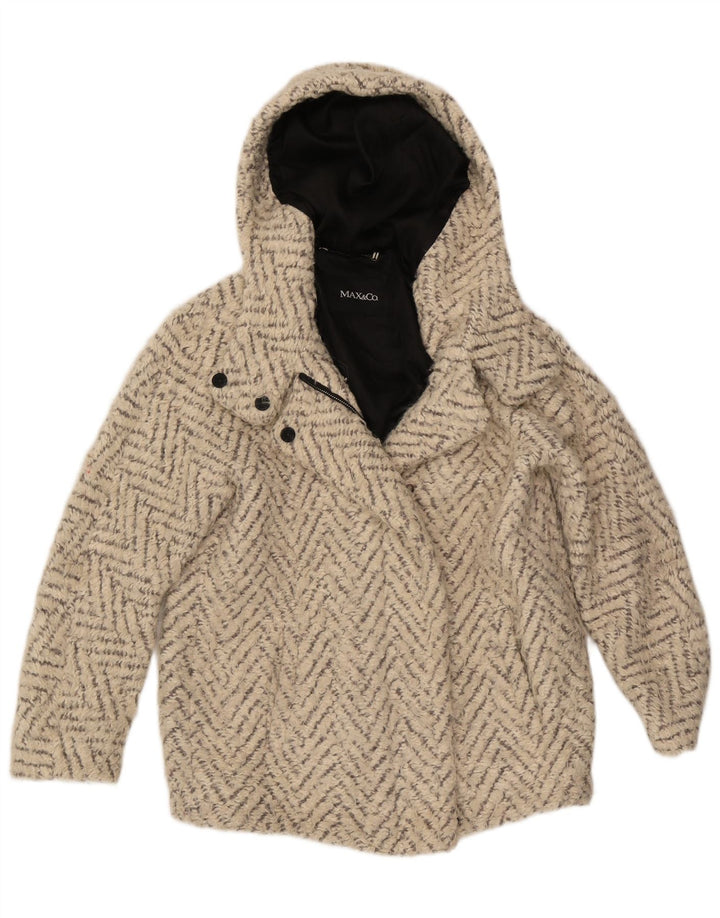 Max & Co. Damen-Übergroßer Mantel mit Kapuze, UK 6, XS, gebrochenes Weiß, Chevron