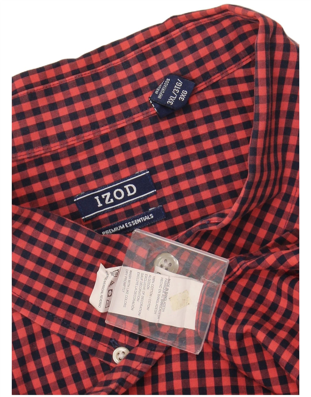 IZOD Herrenhemd 3XL, kastanienbraune Gingham-Baumwolle