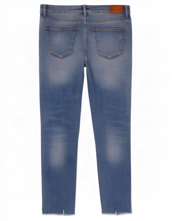 Zara Damen Distressed Crop Slim Jeans EU 38 Small W28 L25 Blau