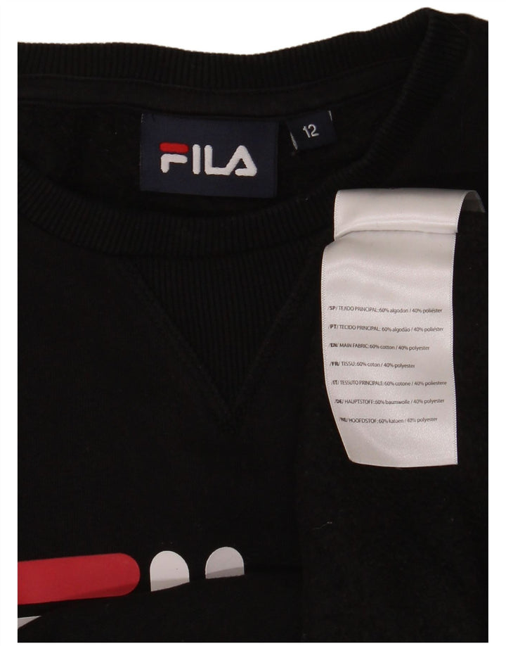 Fila Jungen-Sweatshirt mit Grafik, 11–12 Jahre, schwarze Baumwolle