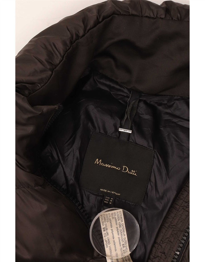 Massimo Dutti Damen Wattierter Mantel UK 14 Mittelbraunes Polyester
