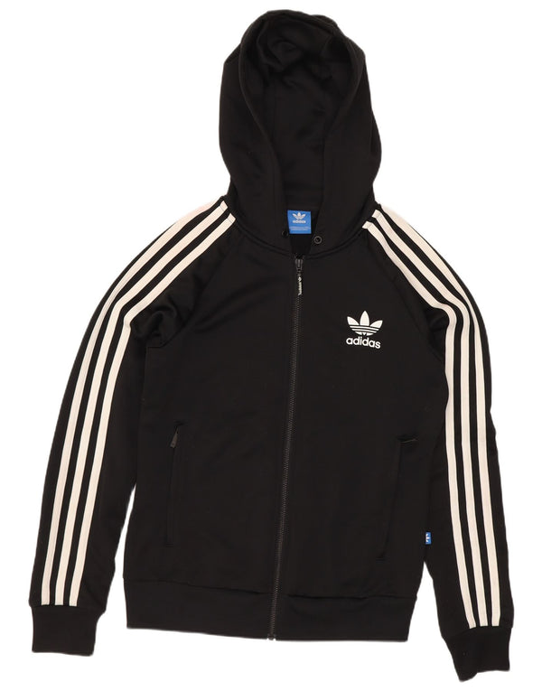 Adidas Damen Zip Hoodie Pullover UK 8 Small Schwarz Polyester