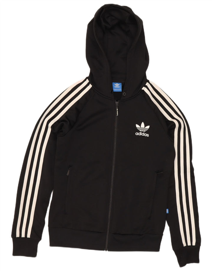 Adidas Damen Zip Hoodie Pullover UK 8 Small Schwarz Polyester