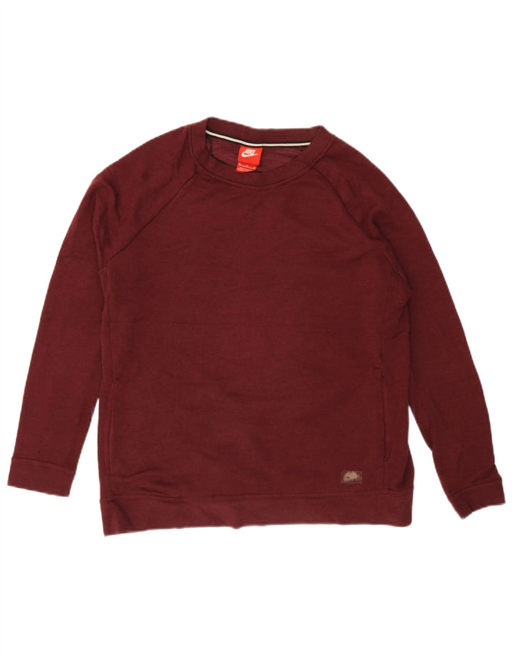 Nike Damen-Sweatshirt-Pullover, UK 14, mittlere Burgunderrote Baumwolle