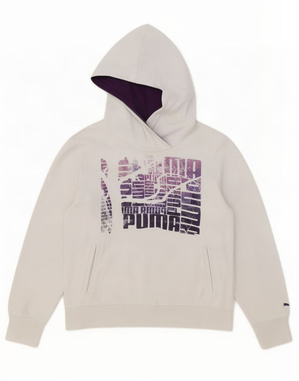 Puma Womens Graphic Hoodie Pullover UK 14 Große weiße Baumwolle