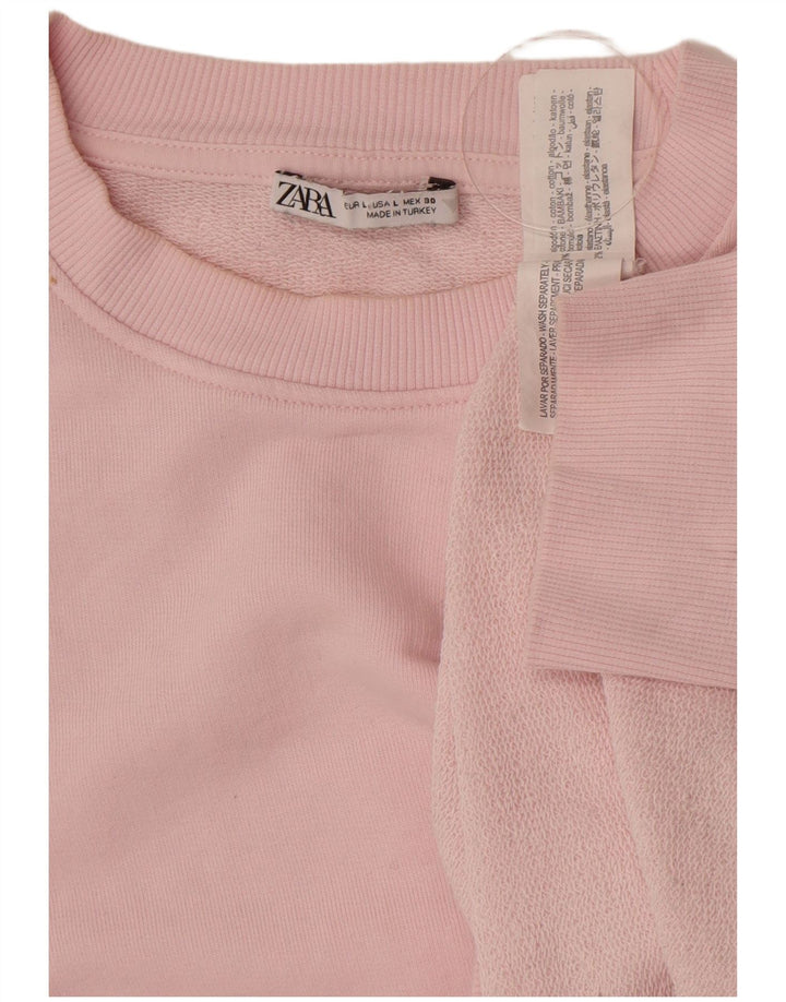 Zara Damen-Sweatshirt-Pullover in Übergröße, Gr. 16, Größe L, Rosa, Baumwolle