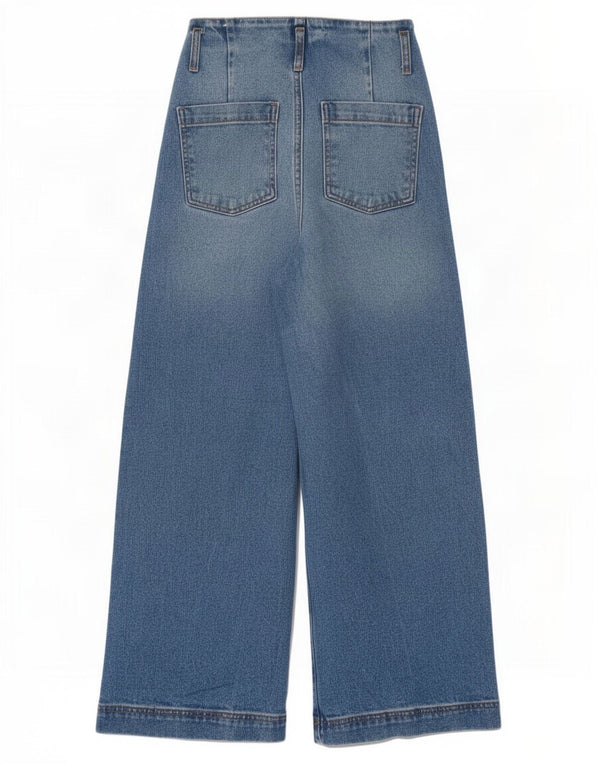 Zara Damen-Jeans mit hoher Taille und weitem Bein, EU 22, 2XS, W22, L26, Blau