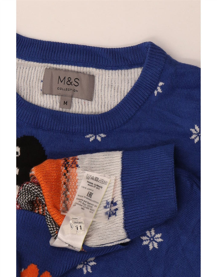 Marks & Spencer Herren-Pullover mit Rundhalsausschnitt, Mittelblau, Winter