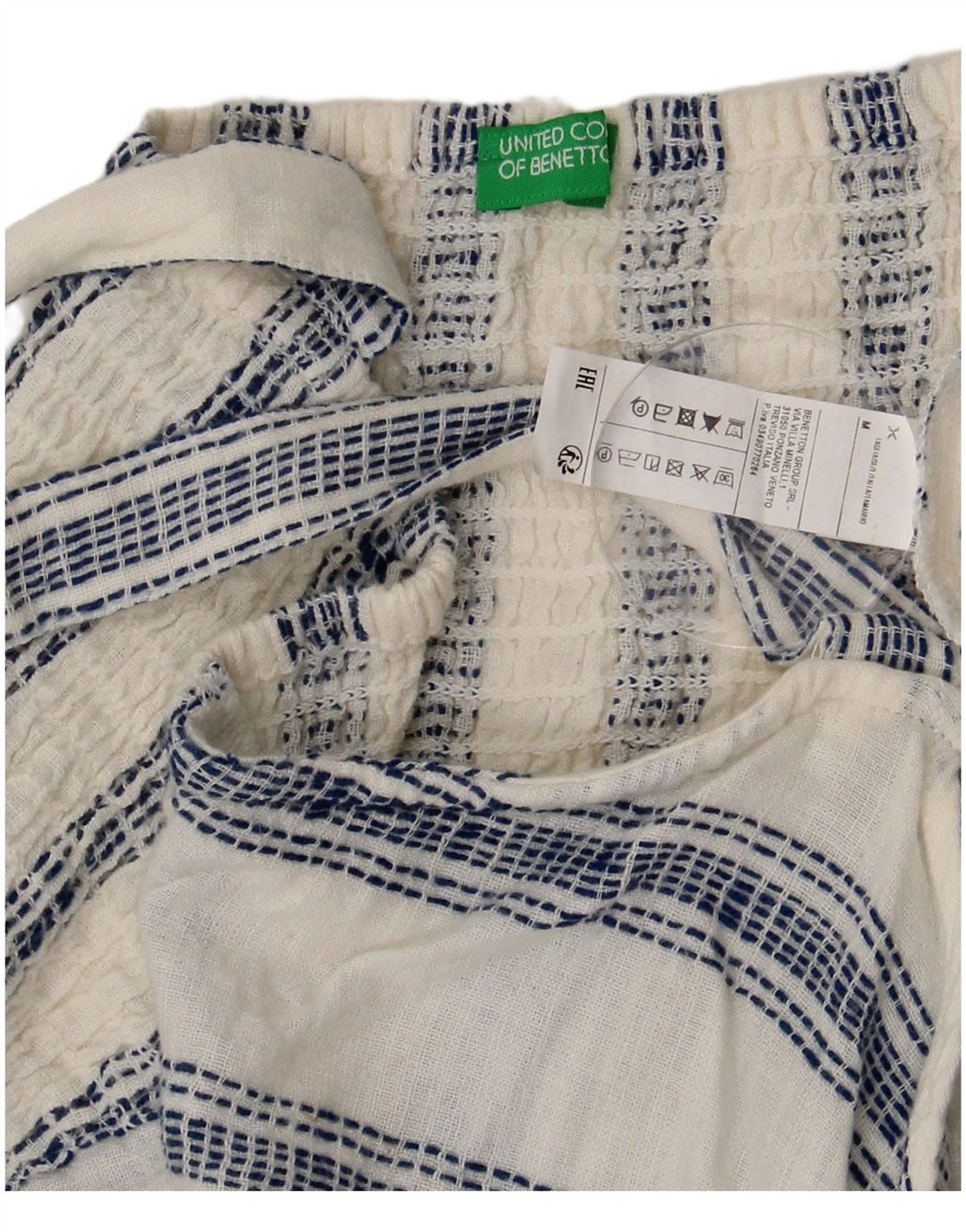 Benetton Damen Korsett-Oberteil UK 12 Mittelweiß gestreift aus Baumwolle