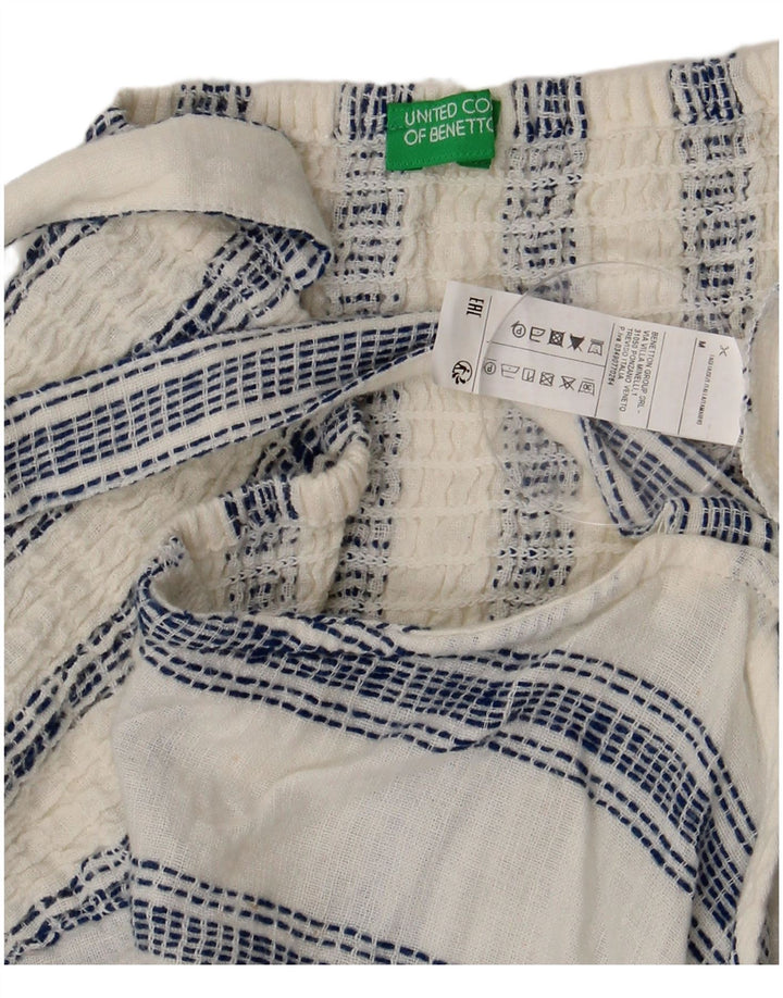 Benetton Damen Korsett-Oberteil UK 12 Mittelweiß gestreift aus Baumwolle