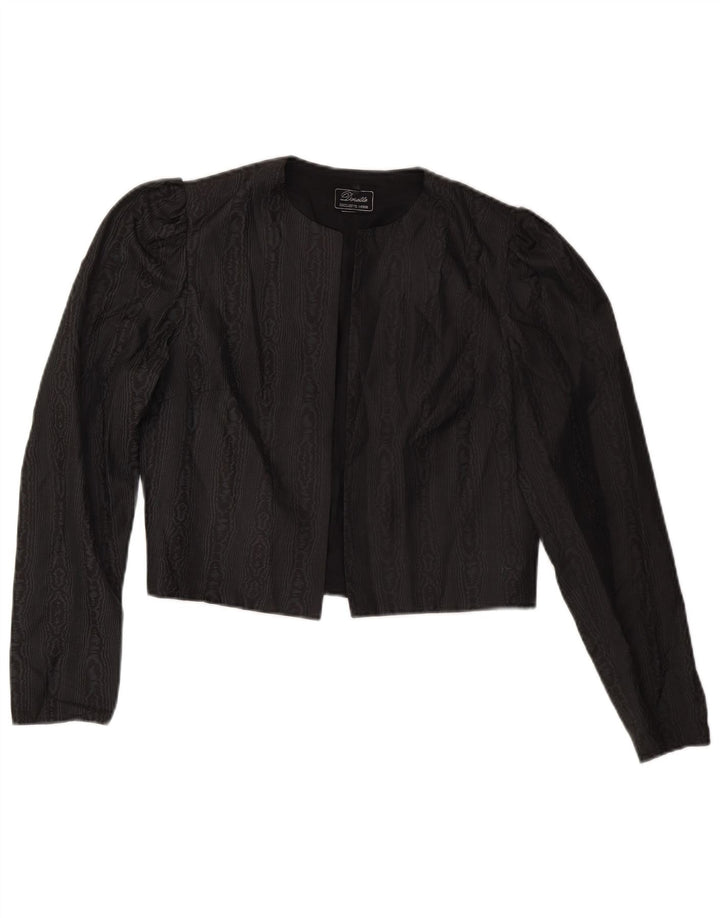 Offene Bolero-Jacke für Damen von DORETTE, EU 40, Mittelschwarz mit Tiermuster