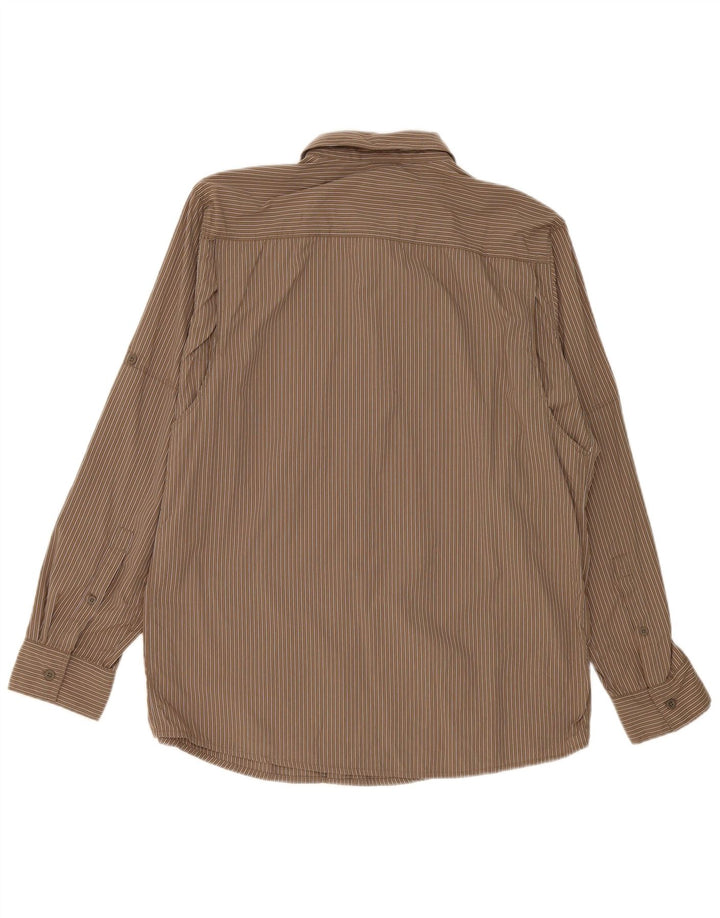 The North Face Herren-Hemd, groß, braunes Nadelstreifen-Nylon