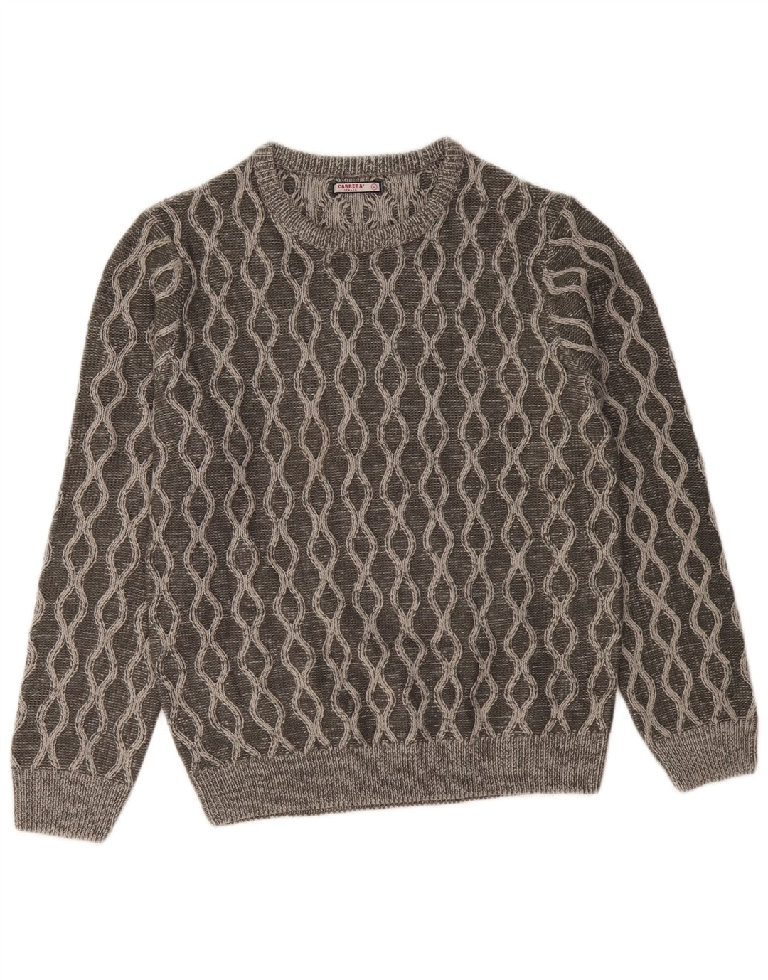 CARRERA Herren-Pullover mit Rundhalsausschnitt, Mittelgrau, geometrisches Acryl