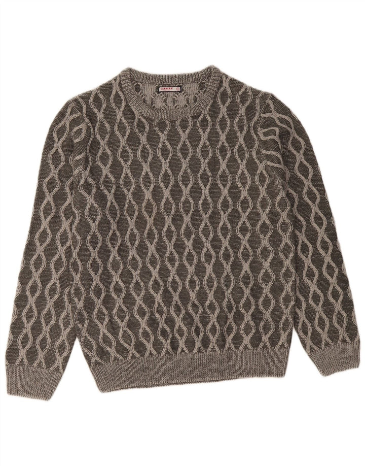 CARRERA Herren-Pullover mit Rundhalsausschnitt, Mittelgrau, geometrisches Acryl