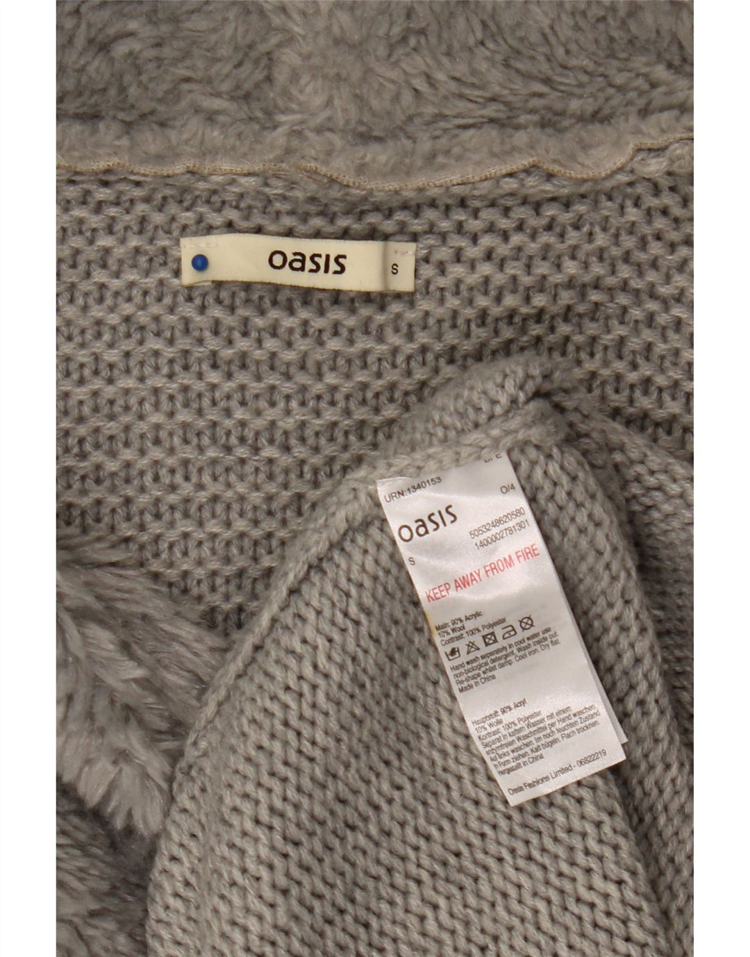 Offener Cardigan für Damen von Oasis, Gr. 10, Small, Grau, Acryl