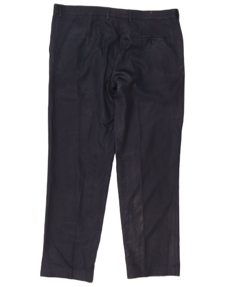 Gerade Herren-Anzughose von Marks & Spencer, W38, L31, marineblaues Polyester