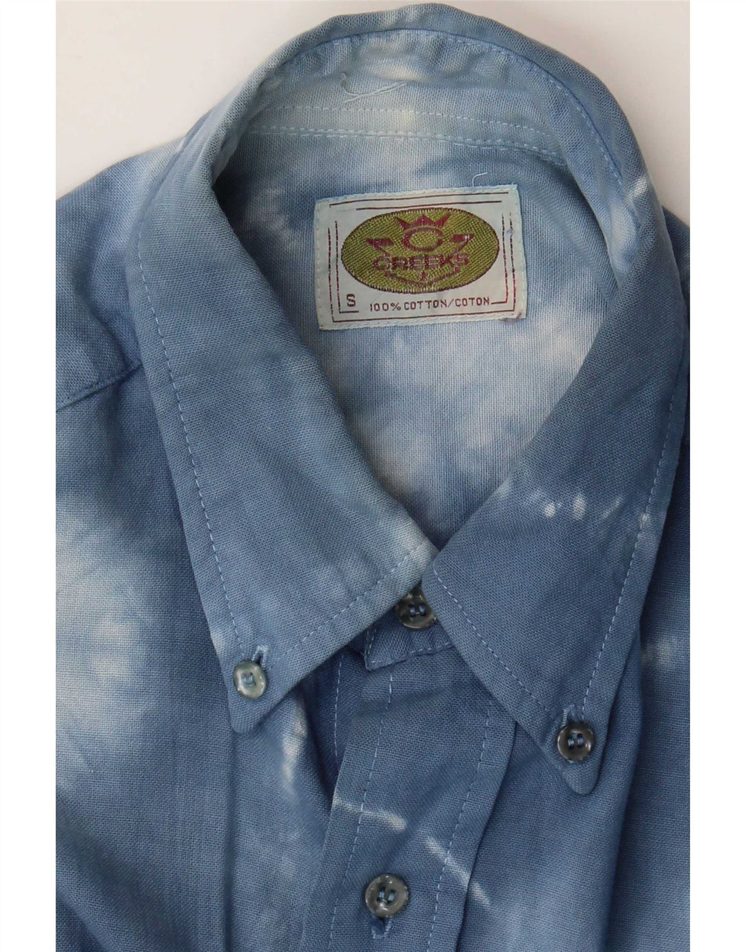 Vintage Herrenhemd Kleine blaue Batik-Baumwolle