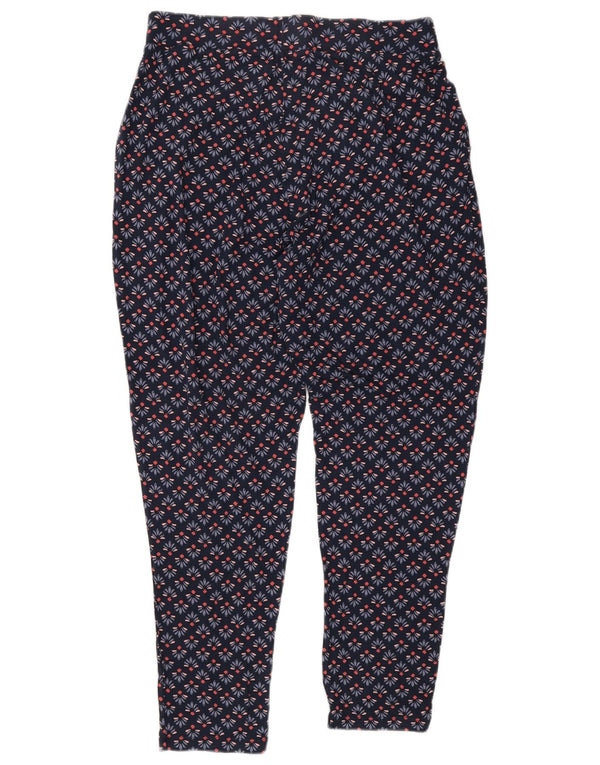 Marks & Spencer Damen Slim-Hose UK 12 M W30 L30 Marineblau mit Blumenmuster