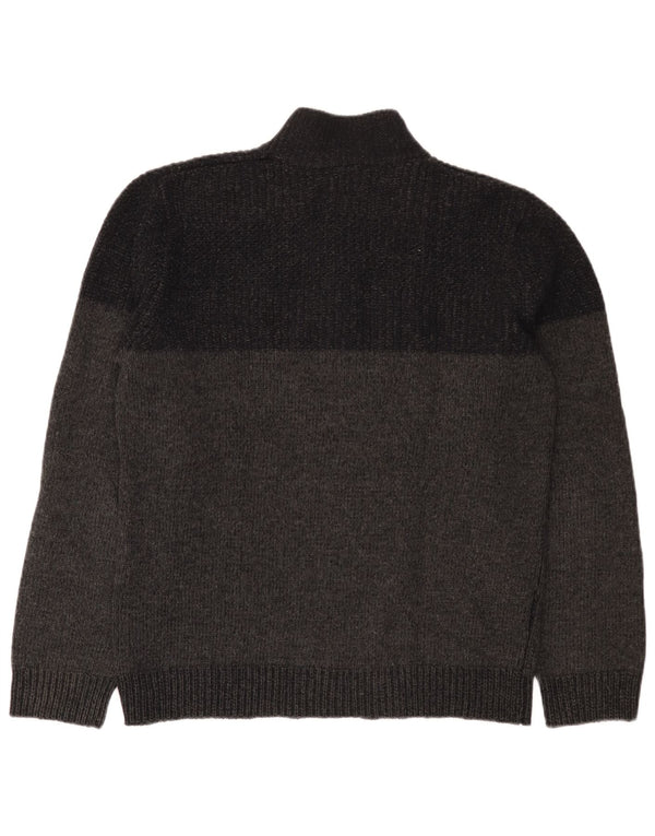 Massimo Dutti Herren-Pullover mit Knopfkragen, XL, Grau meliert