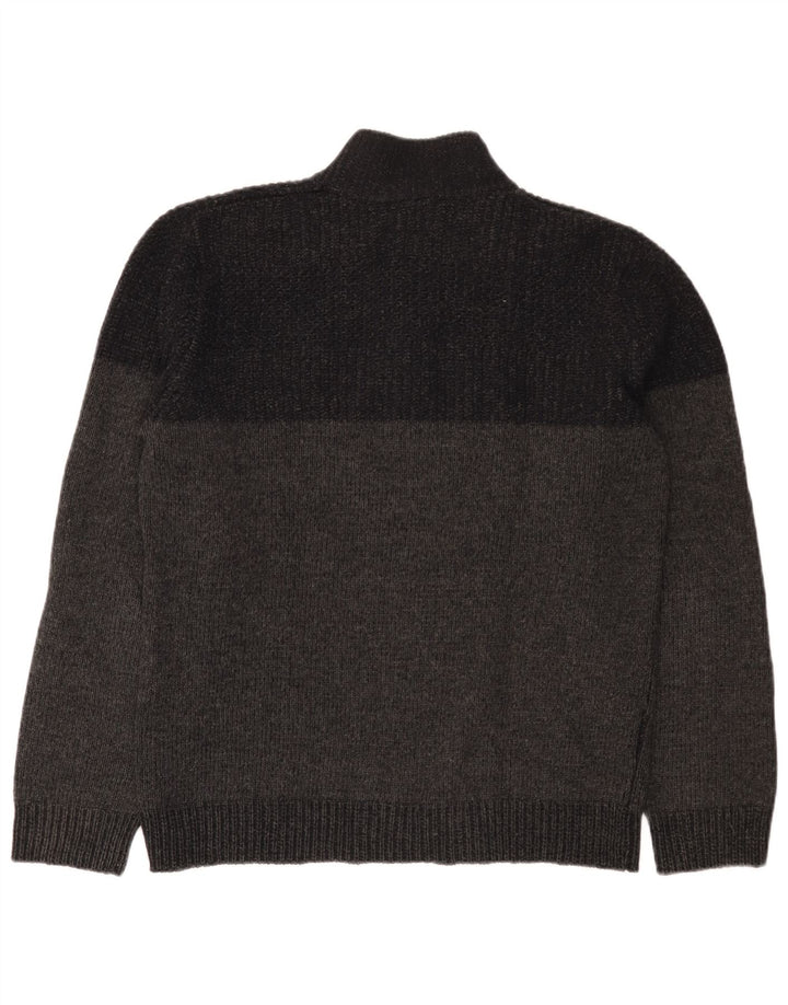 Massimo Dutti Herren-Pullover mit Knopfkragen, XL, Grau meliert