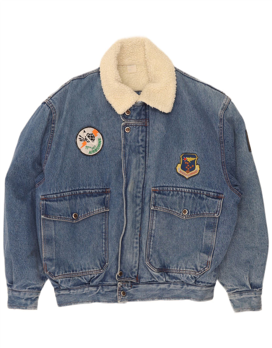 Mash Herren Sherpa Denim Flight Aviator Jacke IT 48/50 Mittelblau