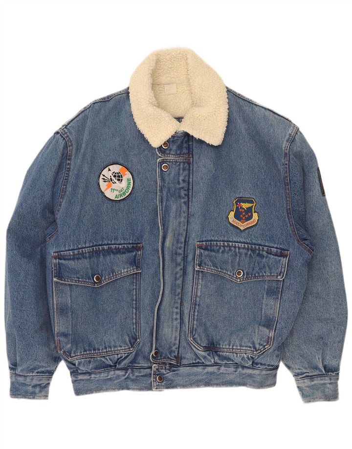 Mash Herren Sherpa Denim Flight Aviator Jacke IT 48/50 Mittelblau