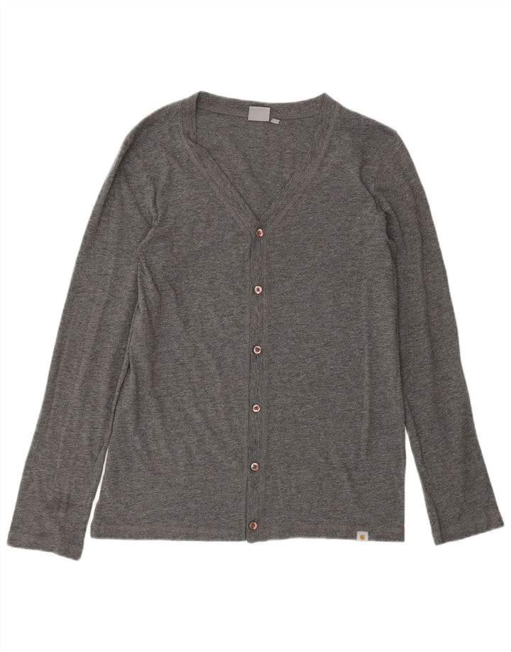 Carhartt Damen-Cardigan-Pullover UK 14 Mittelgraue Baumwolle