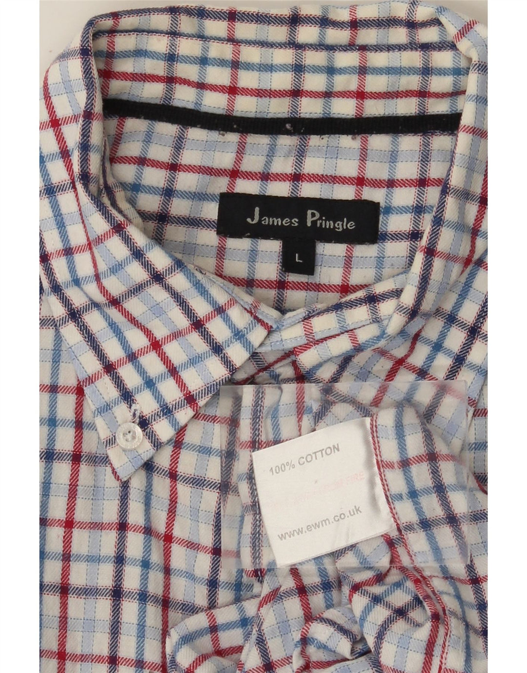 JAMES PRINGLE Herren-Flanellhemd, groß, blau kariert, Baumwolle