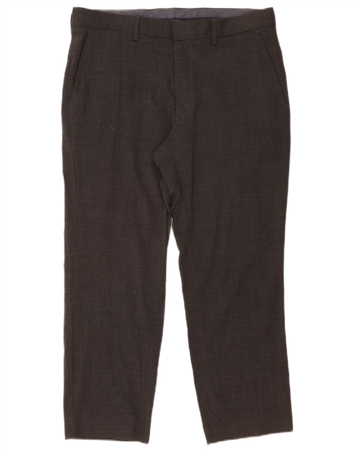 Marks & Spencer Herren-Anzughose, kurz geschnitten, gerade, W34, L25, graue Wolle