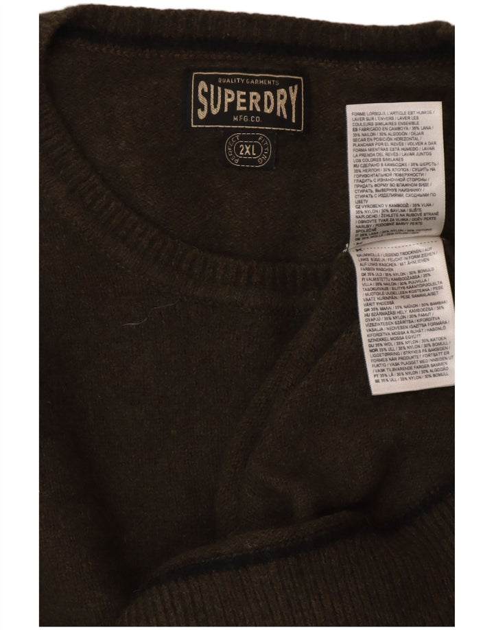 SUPERDRY Damen-Pullover mit Rundhalsausschnitt, UK 20 2XL, grüne Wolle