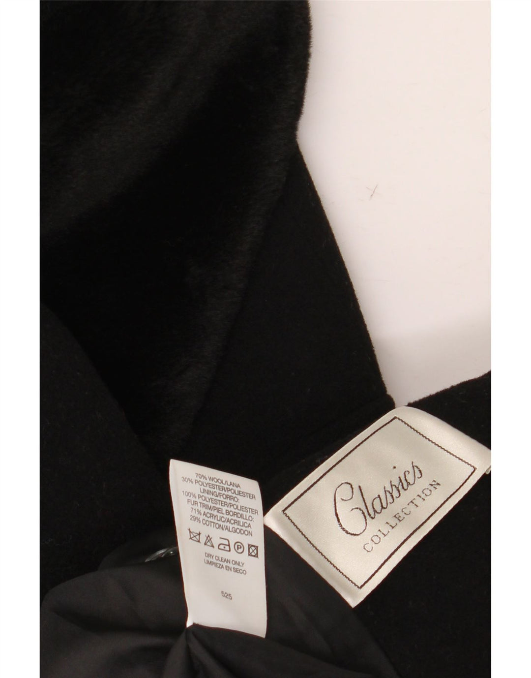 St. Bernard Zweireihiger Damenmantel UK 14 Große schwarze Wolle