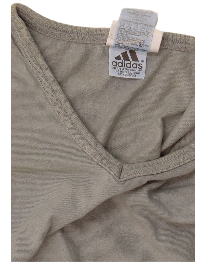 Adidas Damen T-Shirt Top UK 12 Mittelgraue Baumwolle