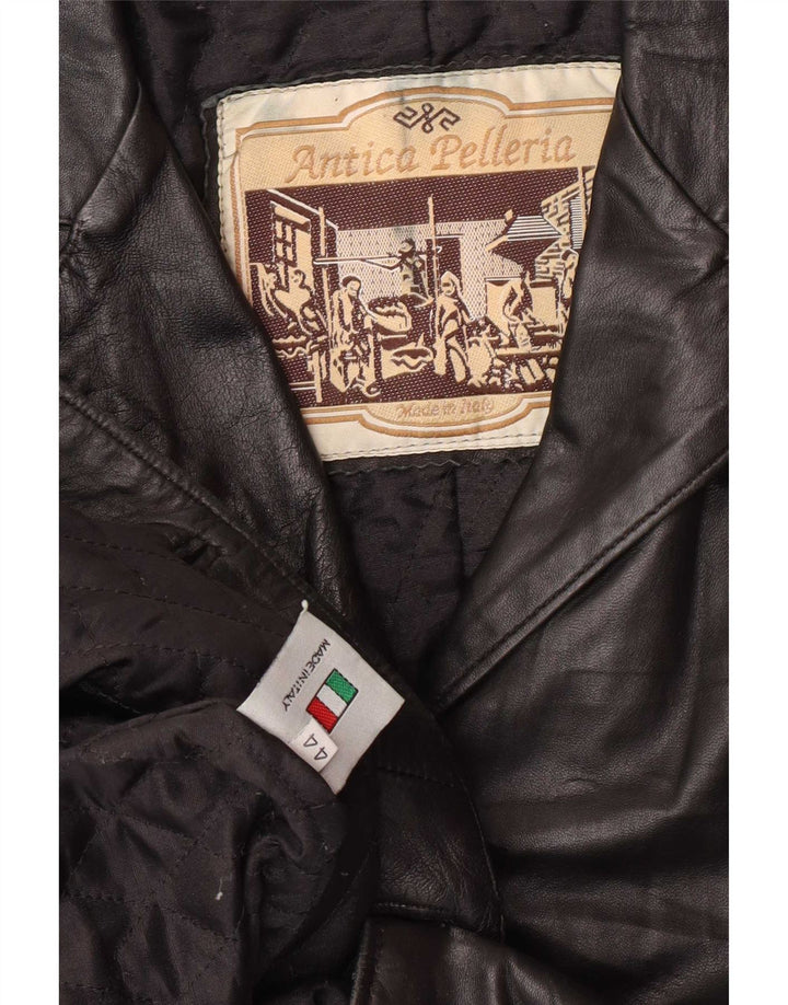 Antica Pelleria Damen 2-Knopf-Lederblazer IT 44 Mittelschwarz