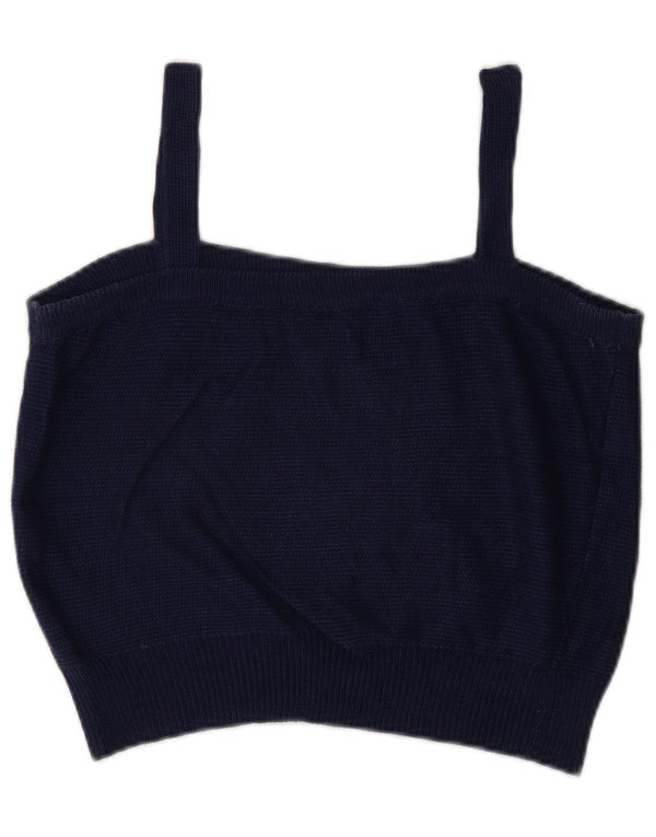 Vintage Damen Crop Cami Top UK 14 Medium Marineblau