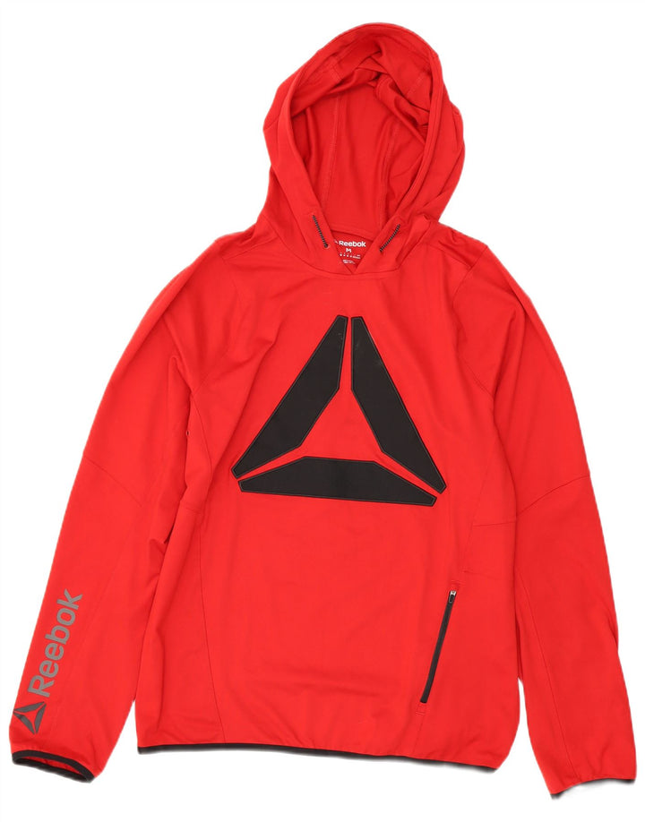 Reebok Herren Graphic Hoodie Pullover Mittelrotes Polyester