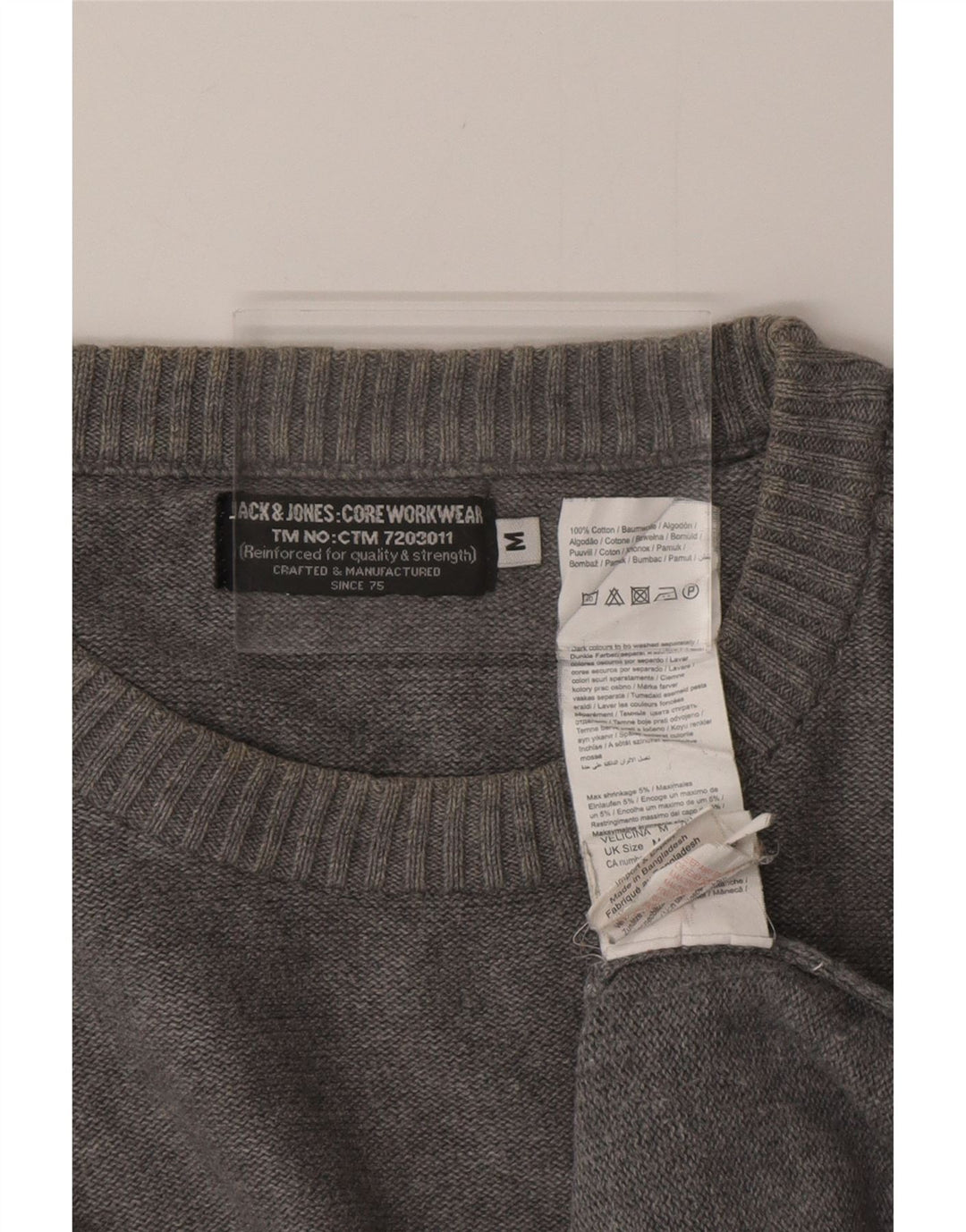 JACK & JONES Herren-Pullover mit Rundhalsausschnitt, mittelgraue Baumwolle