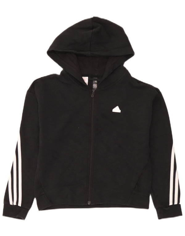 Adidas Jungen-Kapuzenpullover mit Reißverschluss, 11–12 Jahre, schwarze Baumwolle