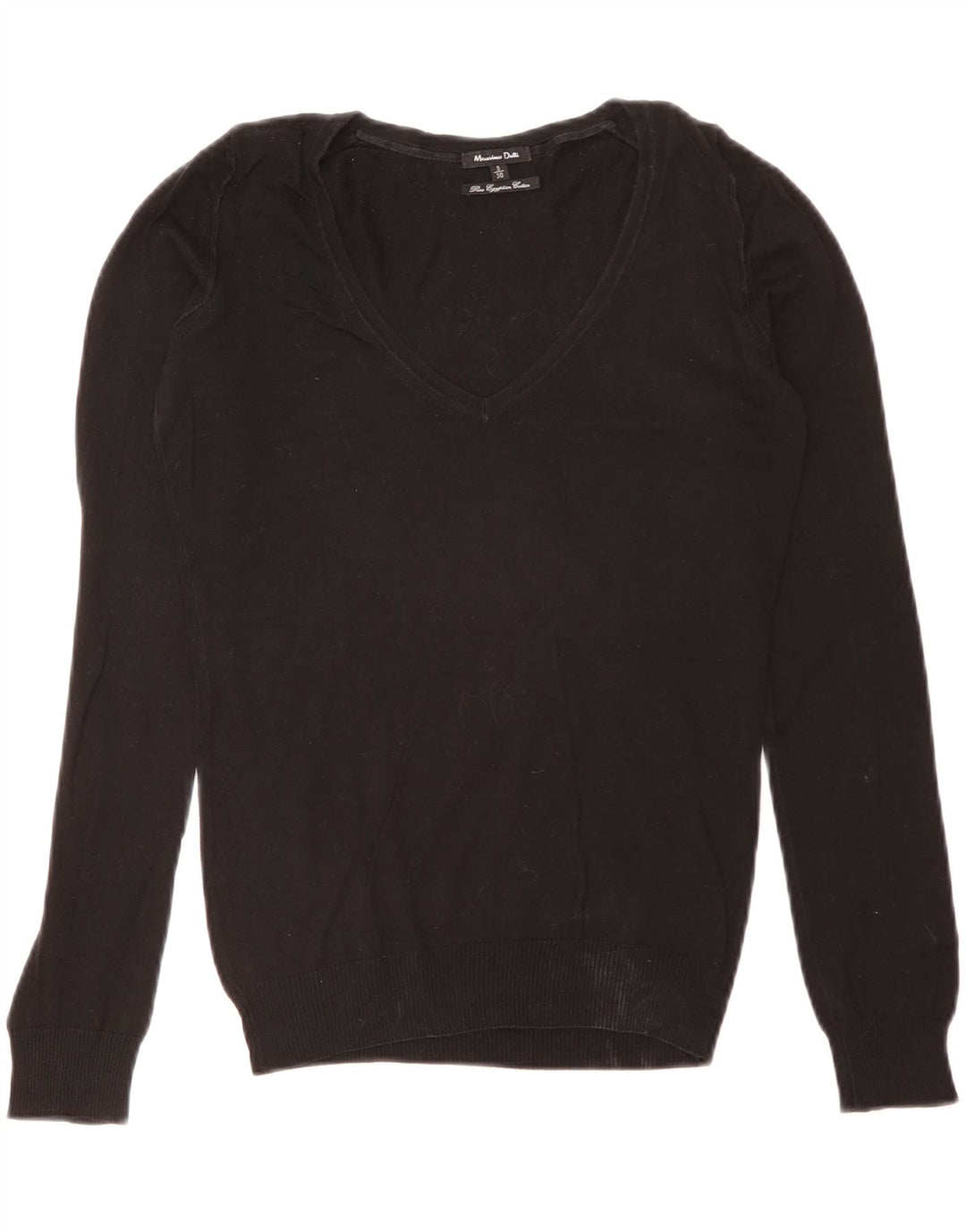 Massimo Dutti Damen-Pullover mit V-Ausschnitt, Gr. 10, Größe S, Schwarz