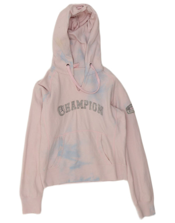 Champion Kapuzenpullover mit Grafik für Mädchen, 9–10 Jahre, mittelrosa, Batik-Baumwolle