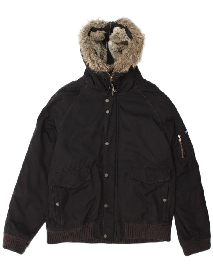 Woolrich Herren-Bomberjacke mit Kapuze, gepolstert, UK 42, XL, Schwarz