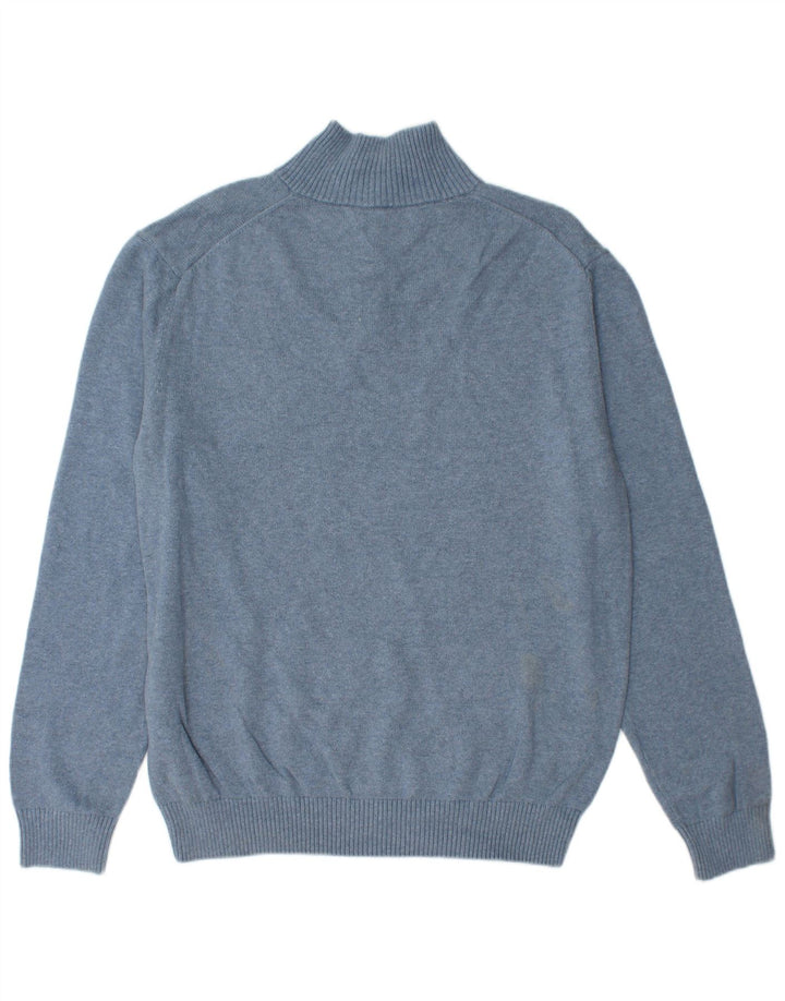 NAUTICA Herren-Pullover mit Reißverschluss am Hals, groß, aus blauer Baumwolle