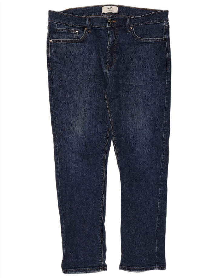 Marks & Spencer Herren Slim Jeans W34 L29 Blaue Baumwolle