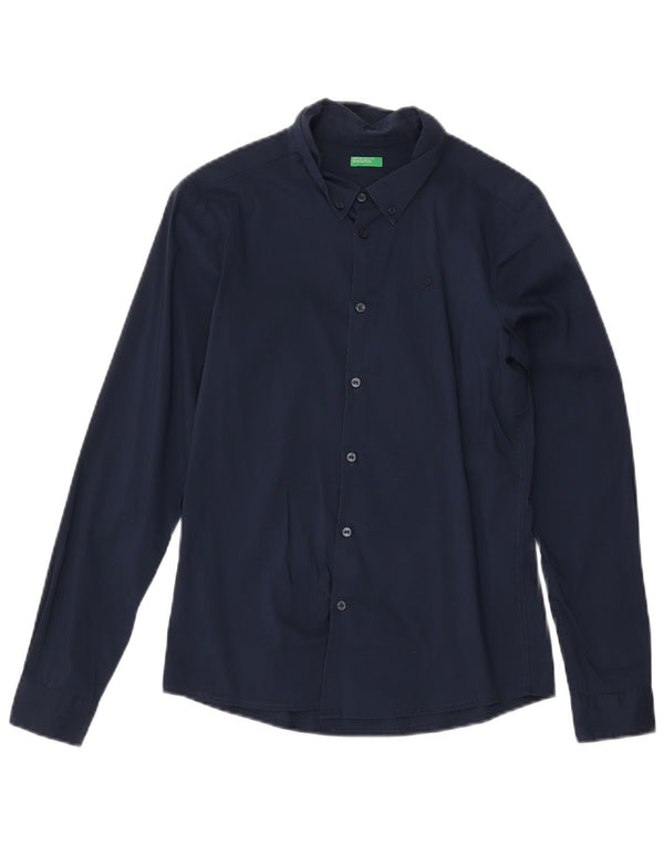 Benetton Mädchen-Hemd, 11–12 Jahre, 2XL, Marineblau, Baumwolle