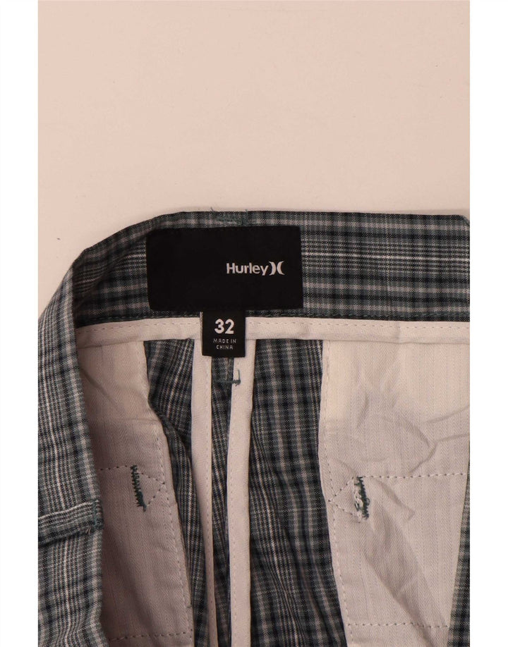 Hurley Herren Chinoshorts W32 mittelblau karierte Baumwolle