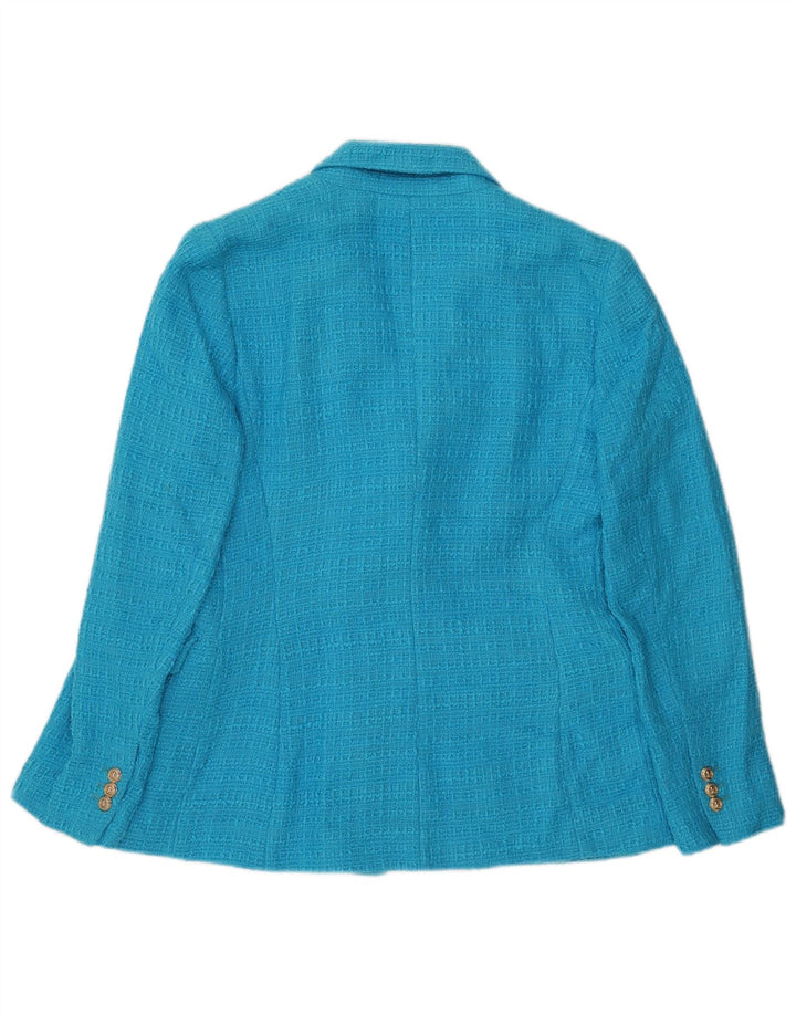 Zweireihiger Blazer für Damen von Zara, Größe UK 12, mittelblau, Baumwolle