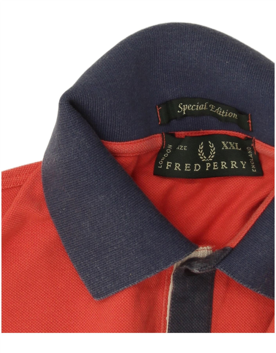Fred Perry Herren-Poloshirt 2XL, rote Colourblock-Baumwolle