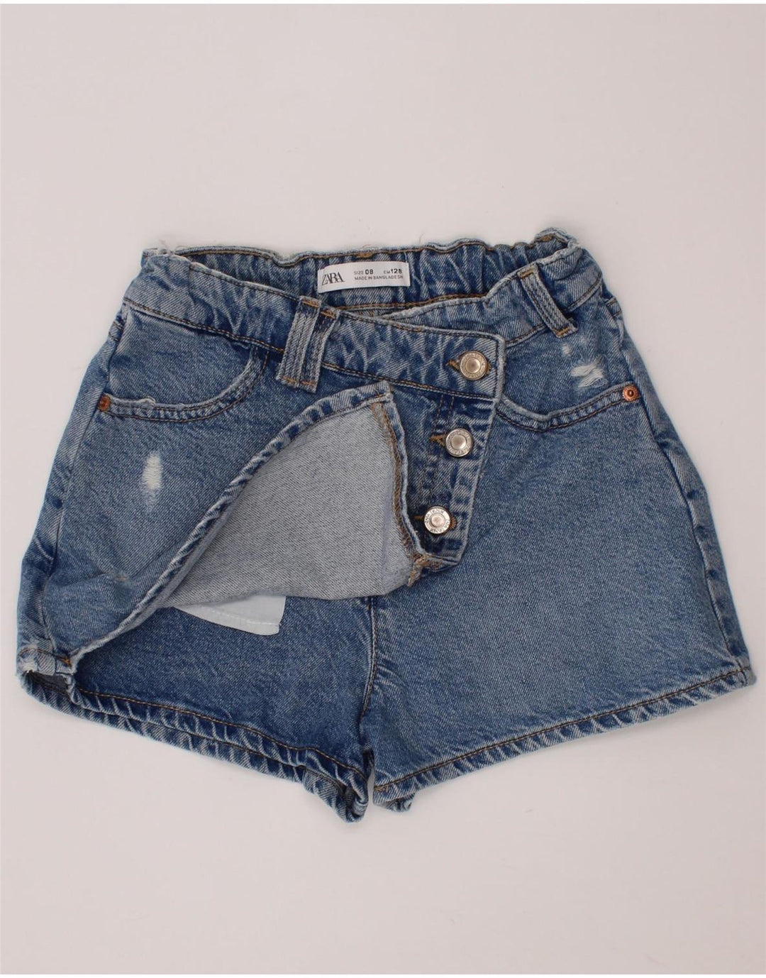 ZARA Girls Distressed Denim Shorts 7-8 Years W24 Blue Vintage Zara and Second-Hand Zara from Messina Hembry 