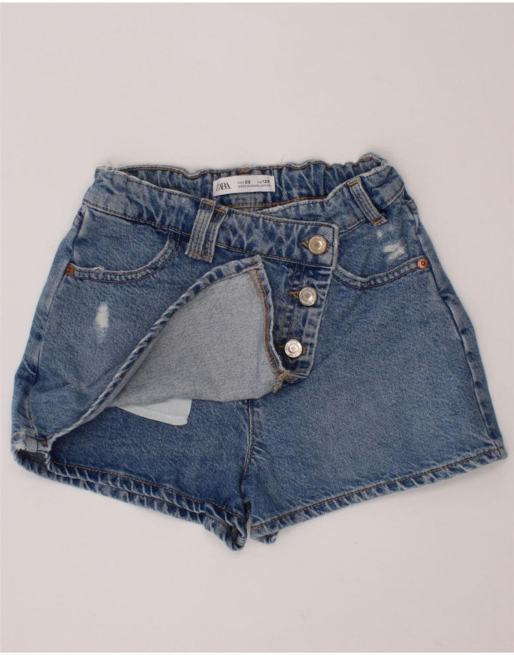 ZARA Girls Distressed Denim Shorts 7-8 Years W24 Blue Vintage Zara and Second-Hand Zara from Messina Hembry 