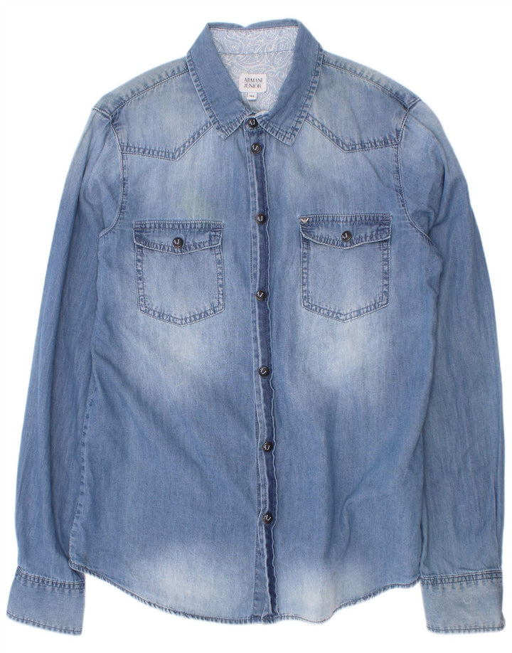 Armani Junior Jungen Jeanshemd 13–14 Jahre, blaue Baumwolle