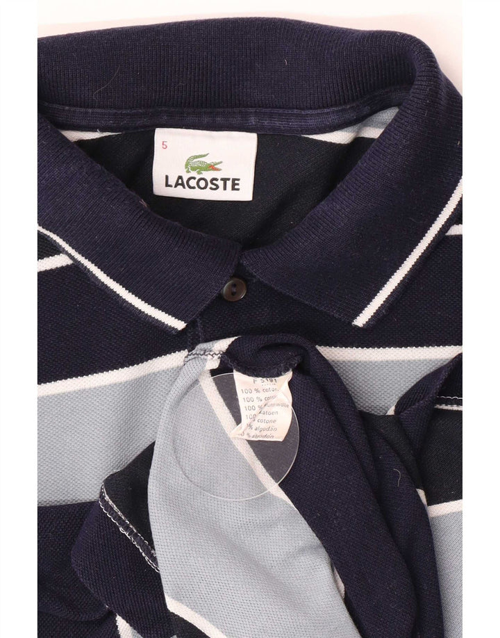 Lacoste Herren-Poloshirt, Größe 5, groß, marineblau, gestreift, Baumwolle